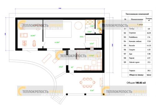 Проект бани с бассейном и тренажерным залом. Проект банного комплекса на склоне: в компоновке с тренажерной и спа, п. Старопышминск