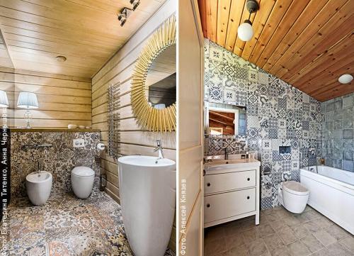 Плитка в ванной деревянного дома. Дизайн ванной комнаты и материалы для отделки 11