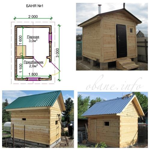 Мини баня 2 н.  Из чего строить