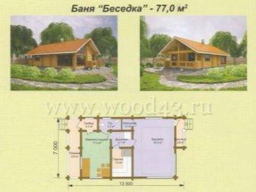 Баня с спальней. Внутреннее оформление комнаты отдыха 03