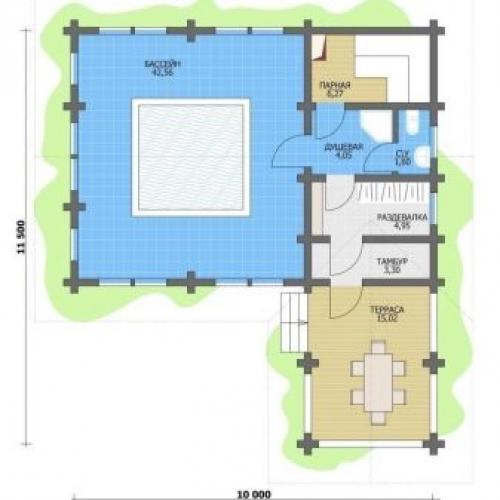 Бассейн с баней под одной крышей. Проекты бани с бассейном: правила и рекомендации 04