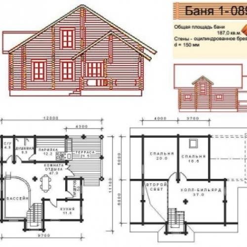 Баня с 2 спальнями и террасой. Проект каменной бани – продуманная рациональность 05
