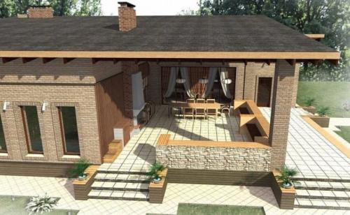 Проекты бань с комнатой отдыха. Типовые проекты одноэтажных бань 04