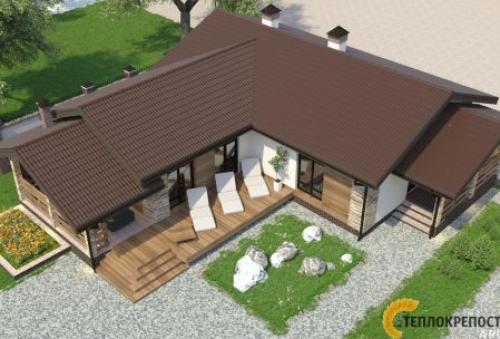 Проекты бани с бассейном и комнатой отдыха из кирпича. Проект угловой бани: с террасой или беседкой, барбекю и бассейном