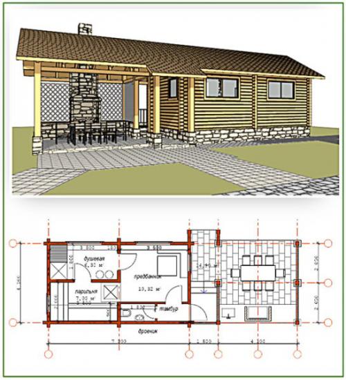 Баня с бассейном на террасе. Баня с беседкой