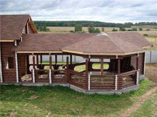 Баня с бассейном на террасе. Баня с беседкой