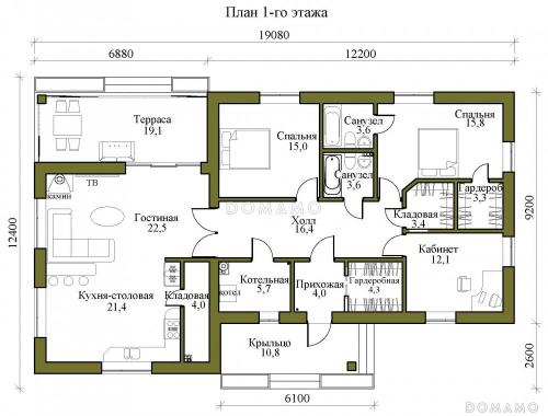 Оптимальная планировка для одноэтажного дома до 100 кв. м 06 Оптимальная планировка для одноэтажного дома до 100 кв. м 06