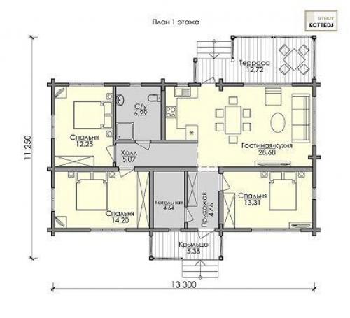 Оптимальная планировка для одноэтажного дома до 100 кв. м 04 Оптимальная планировка для одноэтажного дома до 100 кв. м 04