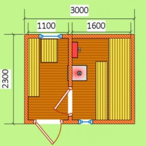 Маленькая баня с комнатой отдыха. Проекты 02