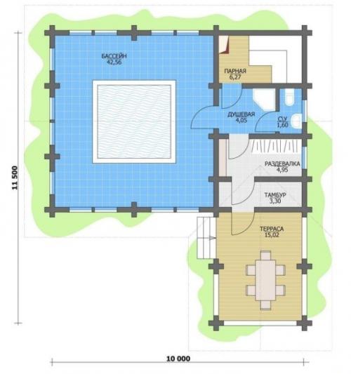 Баня с террасой и огромным бассейном. (+74 фото) Проекты бань с бассейном и комнатой отдыха