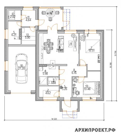 Баня с 2 спальнями. Проект каменной бани – продуманная рациональность 06