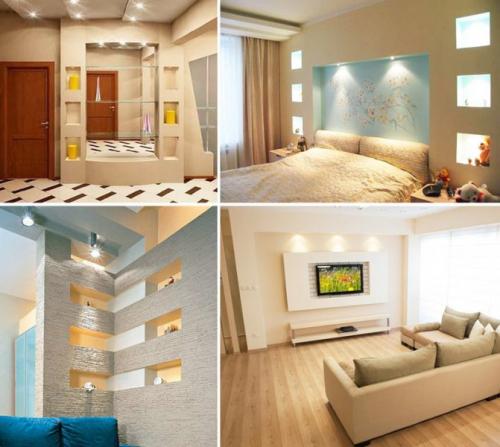 Ниши в стене с подсветкой. Особенности создания подсветки в нише в разных помещениях