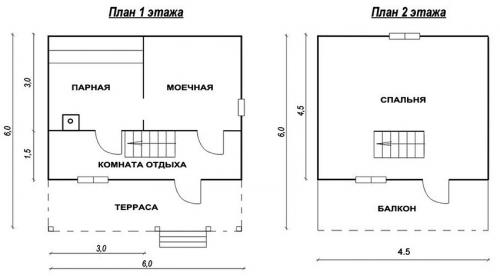 Проект бани 8 на 8 метров с комнатой отдыха. Разработка плана бани с учетом условий дачного участка 03