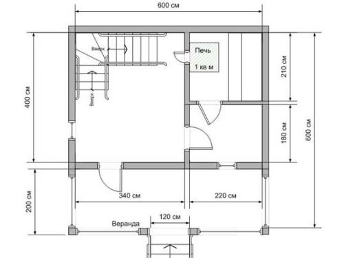 Проект бани из бруса с террасой. Баня 4 на 4,5 с террасой 08