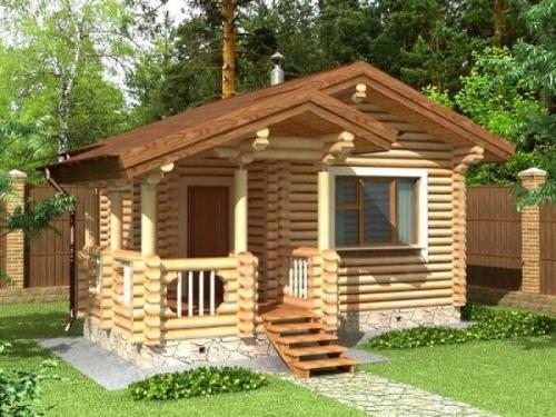 Проект бани из бруса с террасой. Баня 4 на 4,5 с террасой 03