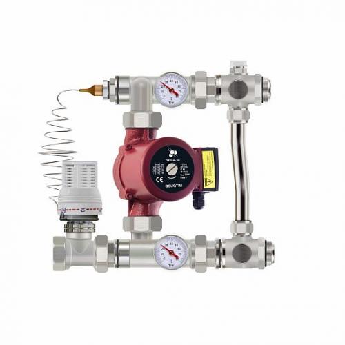 Коллектор для теплого пола на 3 контура. Насосно-смесительный узел